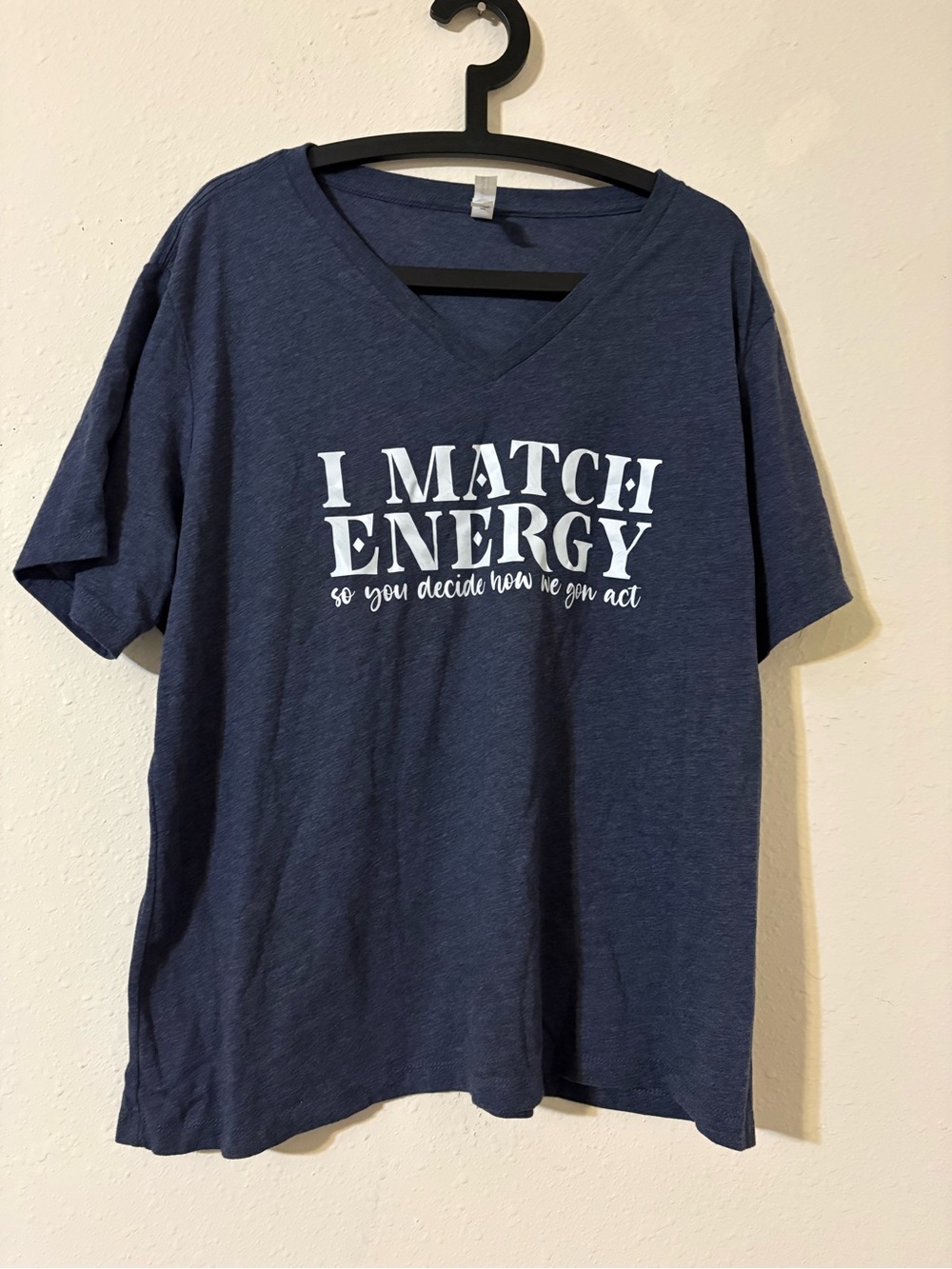 I Match Energy Navy V-Neck Graphic Women’s Shirt